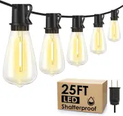 Luces de cadena exteriores de 25 pies, 10+1 bombillas LED dimmables.
