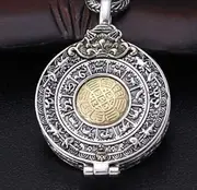 [DUUDAH] Women's Jewellery 925 Sterling Silver Pendant Beads,925 Silver Tibetan Pendant Necklace Buddhist Vajra Box Pendant Tibetan Nine Direction Eight s Pendant-Pendant Only