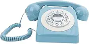 Nishiyuenyi Audio Guest Book Wedding Phone Desk Telephone Vintage Design Old Fashioned Voice Recorder Phone for Party Thanksgiving Decor, Blue, as described