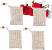 FOMIYES 4 Pack Exfoliating Soap for Handmade Soap Foaming Net Easy Closure Drawstring Pouch Anti-slip Quick Dry for Soap Storage