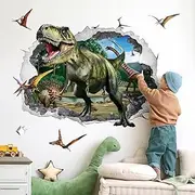 wondever 3D Large Dinosaur Wall Stickers Dino Crack Hole Dinosaur Animal Peel and Stick Wall Art Decals for Boys Room Baby Nursery Kids Bedroom