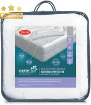 Comfortech Quilted Waterproof Mattress Protector, Queen, Cotton, 50cm Skirt