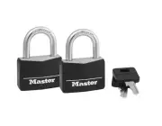 LOT OF 4 Master Lock 141T Covered Solid Body Padlocks,1-9/16" 2 Locks with Keys