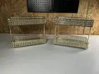New 2 Golden Two Tier Trinket Tray Shelf Stand With Mirrors For Perfume Jewelry