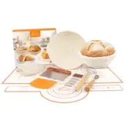 Bread Proofing Basket Set with 10" Round and 9.6" Round Banneton Baskets, Sil...