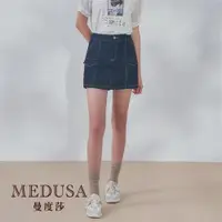 在飛比找ETMall東森購物網優惠-現貨【MEDUSA 曼度莎】【ICare】壓線牛仔短褲裙（L