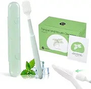 Tongueclear Silicon Oral Care Swabs and Disposable Dental Wipes Kit | Oral Cavity Cleaning Mouth Swab | Gum Massager with Air Bag (1 Silicon Swab&60 Wipes)…