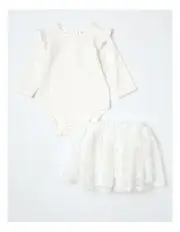 [Origami] Nina Bodysuit & Tutu Skirt Set in White