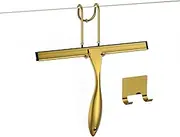 Shower Squeegee and Window Squeegee, Stainless Steel, 100% Streak-Free, Cleaner for Bathroom Showers Glass Doors, Home Mirrors, Car Windows Wiper, Adhesive Holder, Shower Door Hook, 10 Inch, Gold