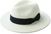 Joywant Men's Kyle Sun Straw Fedora Hat, UPF 50+ Packable Beach Panama Hat for Men