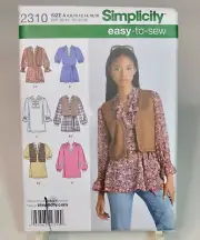 Easy to Sew Simplicity Pattern 2310 Misses 6-18 Tunic Belt Vest Uncut New