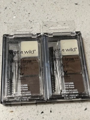 2 Pack Wet n Wild Ultimate Brow Kit, 1111498 DARK BROWN , 0.09 oz NIB RARE!