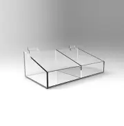 Slatwall Bin Display with Divider - Acrylic Perspex - 295mm Width