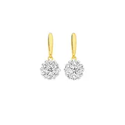 Alora 10ct Gold 3/4 Carat Tw Lab Grown Diamond Flower Cluster Drop Stud Earrings