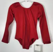 Danskin Dance Girls Size Small (4-6) Red Long Sleeve Nylon Leotard NWT