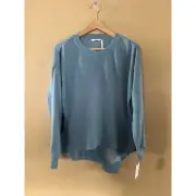 Josie Natori Women's Asymmetrical Zippered-Pocket Top W/ Jogger Pant Sz M