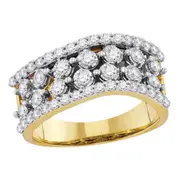 14k Yellow Gold Round Diamond Contoured Four Row Band Ring 7/8 Cttw