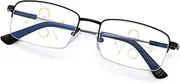 Progressive Multifocal Reading Glasses for Men and Women, Blue Light Blocking Readers, Titanium Alloy Eyeglasses