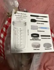 Sourdough Starter Kit: Jar, Utensils, Therm, Covers & Free Dehy Starter W/ Direc