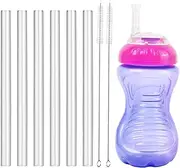 Straw Replacement Compatible with Nuby Sippy Cup, Reusable Replacement Straw Compatible with Nuby Spill-proof Flexible Sippy Cup,6Pack with 2 Staw Brushes