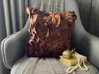 Sofa Cushion Case Brown 16"x16", Home Decor Satin Ruffles - Vintage Browns