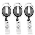 3pcs Retractable Badge Holder Reel ID Card Business Security Pull Key Tag Clip