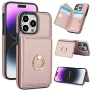 IPhone 12 Pro Max Case With Card Holder,Military Grade Drop Protection,Durable Shockproof Cover-Rose Gold