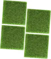 MINAOLULUS 4Pcs Artificial Grass Mat Realistic Turf Rug for DIY Micro Landscape Home Decoration Miniature Garden Greenery for Crafts for Dollhouse and Scene Props