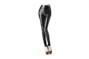 Womens Faux Leather Leggings Black High Waist Pants Wet Look