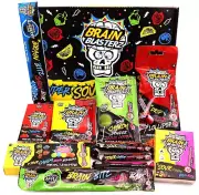 Brain Blasterz Sour Candy Small Gift Box, Chew Bar/Lollipop/Taffy, 12 Pieces