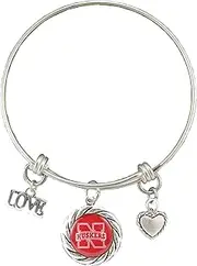 Sports Accessory Store Nebraska Cornhuskers Red Domed Circle Adjustable Wire Bangle Bracelet Jewelry NU, 7.5 inches
