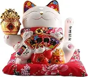 Dighchyu 7Inch Ceramic Beckoning Maneki Ornament Feng Decoration Swing, White