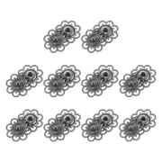 10 Sets Hollow Flower Snap Buttons, Press Buttons 21mm, Iron Grey