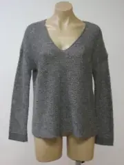 EILEEN FISHER Alpaca Sparkle Ash V Neck Stretch Box Top Sweater PM NWT $258