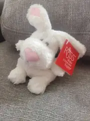 White Russ Luvvies Liz Bunny Rabbit Mini 5" Bean Plush Stuffed Toy Pink Ears