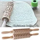 Christmas Elements Pattern Embossed Rolling Pin Christmas Rolling Pin