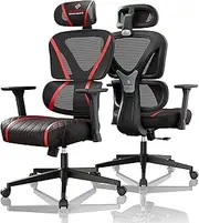 [EUREKA ERGONOMIC] Gaming Chair, Mesh Home Office Desk Chair, Dual Back Adaptive Lumbar Support, Adjustable Armrest Headrest, Hight Back, Breathable Comfort PC Computer Sillas Gamer Reclining Chair, Red