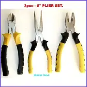 PLIERS 3pce SET-SIDE CUTTER, LONG NOSE, COMBINATION PLIERS - BRAND NEW.