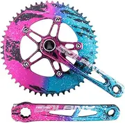 Bicycle Crankset, 170mm Folding Bike Cranksets 54/56T Hollow Integrated Crank Arm for 8/9/10/11 Speed 130BCD Single Round Chainring Aluminum Alloy Crankset