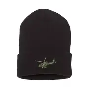 Apache helicopter embroidered black beanie hat