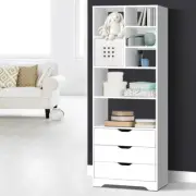 Bookcase Display Shelf 3 Drawers Storage Cabinet Stand Book CD Organiser White