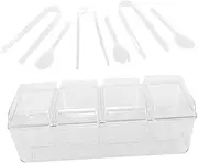 WEKADRIN Multi-compartment Condiment Tray Condiment Storage Container Refrigerator Organizer Bins Bar Fruit Serving Tray Chilled Holder