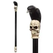wooden walking stick Raven on a Skull Swaggering wooden Walking Cane