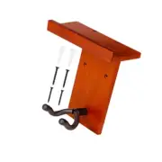 Double Hook Wooden Guitar Wall Mount With Storage Shelf & Pick Holders for Home