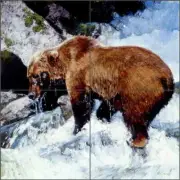 Bear Tile Backsplash Julie T Chapman Animal Art Ceramic Mural RW-JTC005