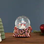 Northlight 5.25" Musical "Joy" Snowmen Gingerbread Sleigh Christmas Snow Globe