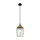 Modern Rope Wrapped Glass Pendant Light Fixtures Handblown Clear Dimpled Glas...