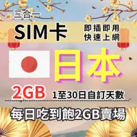 在飛比找蝦皮商城優惠-1-30自訂天數 吃到飽日本上網 2GB 日本旅遊上網卡 日