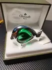 Christofle Peridot Clown Fish Figurine w/ Green Cabochon w/ Box Silver Plated