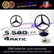 S580 4MATIC Rear Star Emblem Black Badge Logo Standing Star Mercedes W223 Sedan